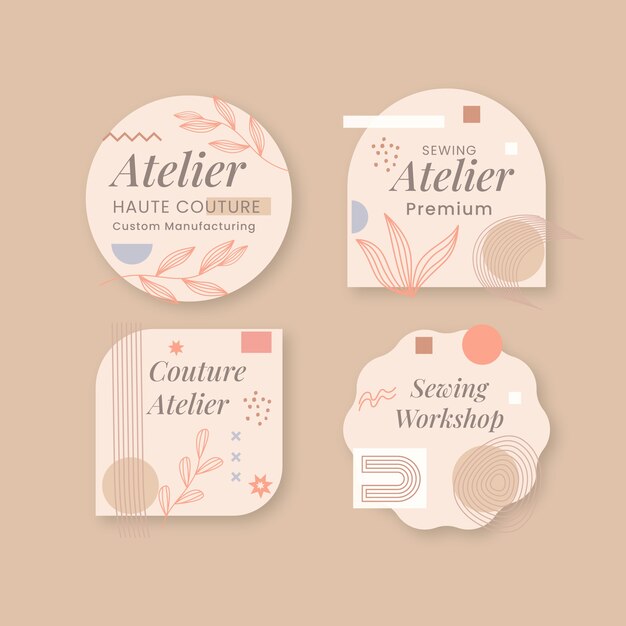 Atelier flat minimal labels or badges