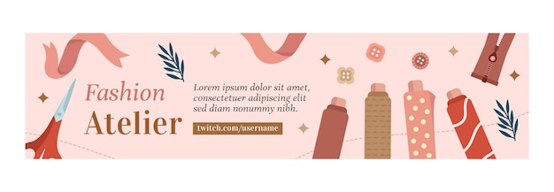 Vettore gratuito banner atelier flat minimal twitch