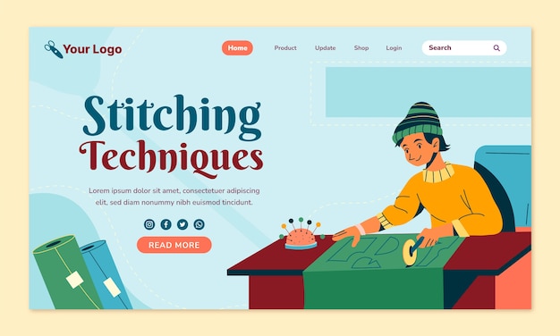 Free vector atelier hand drawn flat landing page