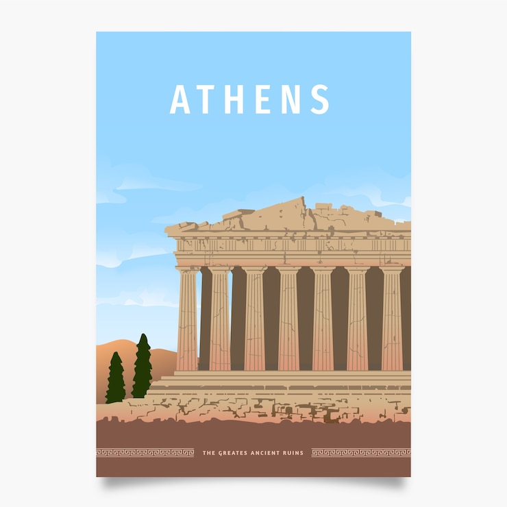 Free Vector athens promotional poster template
