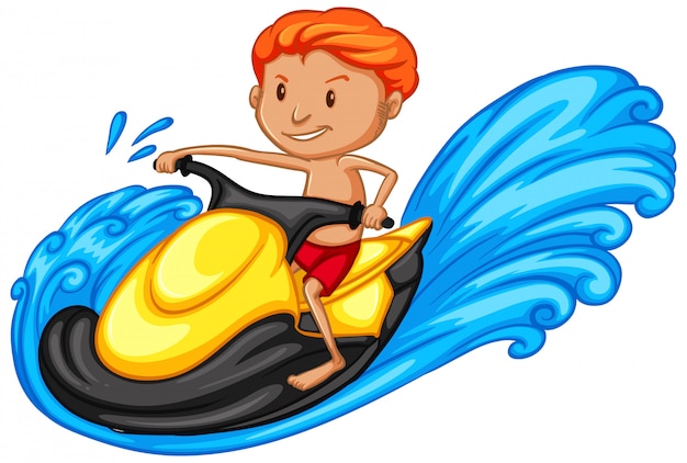 Free vector athlete doing jetski on white