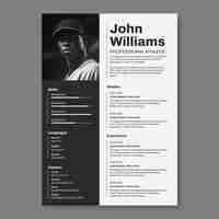 Free vector athlete resume template design