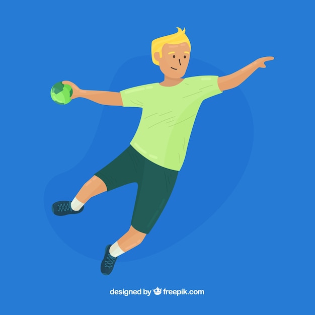 Athletic handball player with flat design