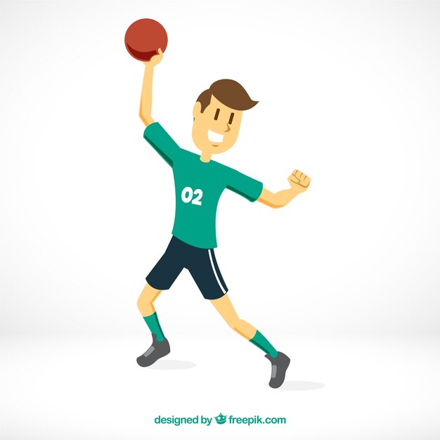 Athletic handball player with flat design