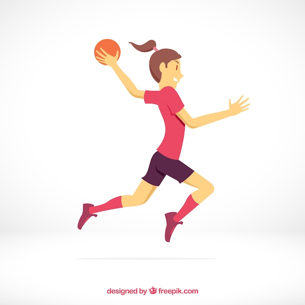 Free vector athletic handball player with flat design