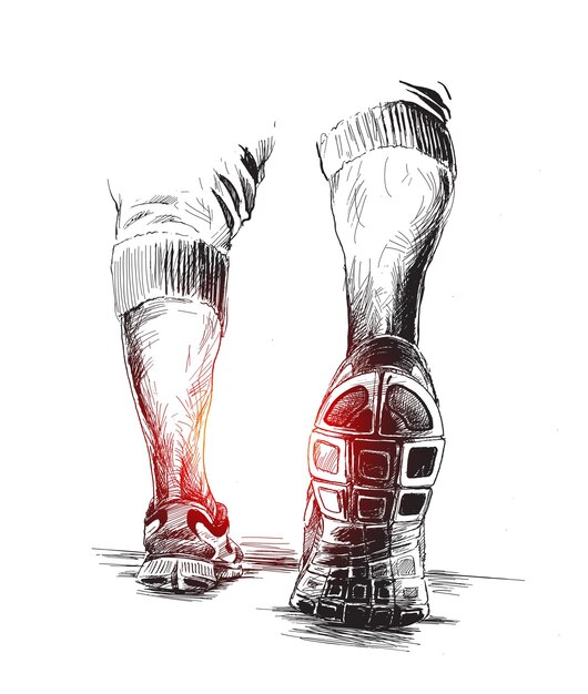 Спортивные ноги Спорт и фитнес Ручной рисунок векторной иллюстрации