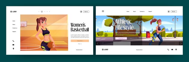 Athletic lifestyle and women basketball landing