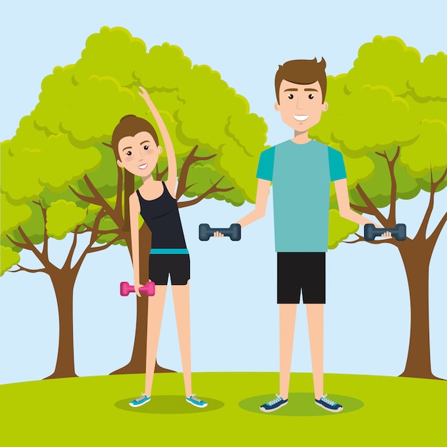 Free vector athletic people practicing exercise characters