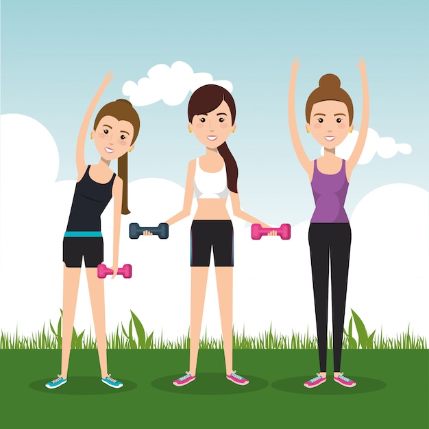 Free vector athletic people practicing exercise characters