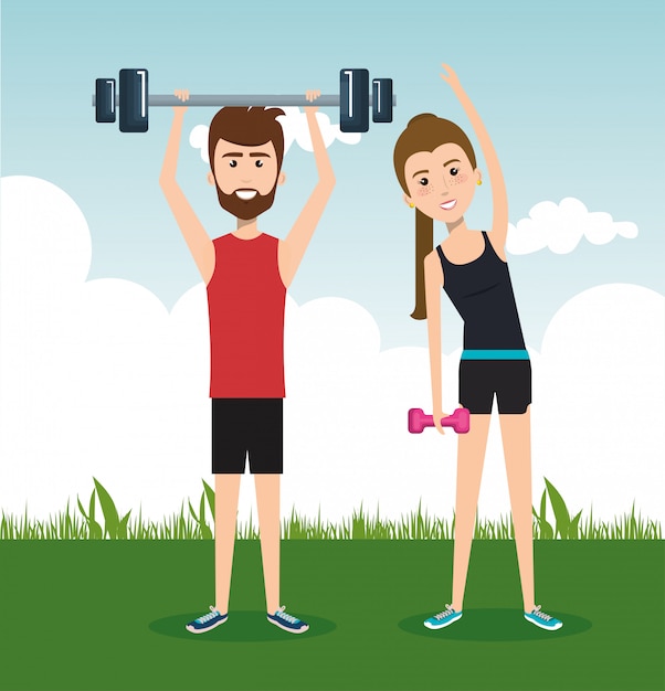 Free vector athletic people practicing exercise characters