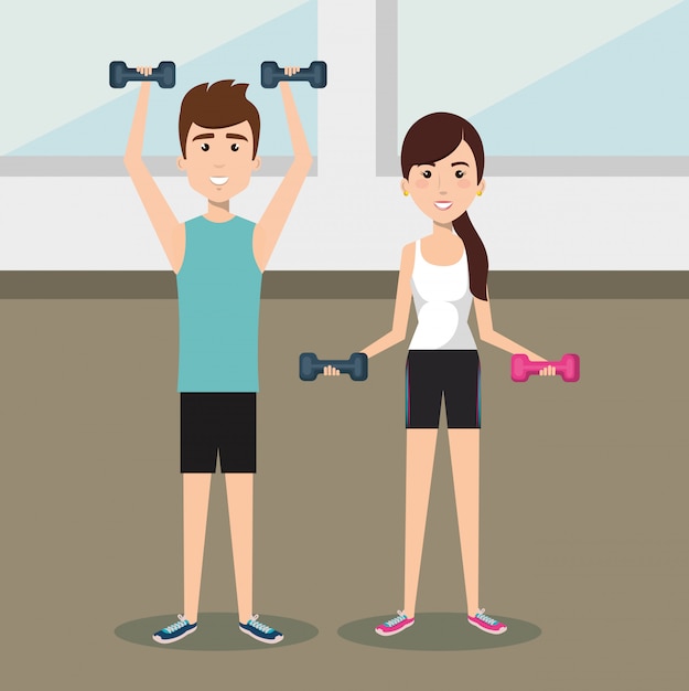 Free vector athletic people practicing exercise characters