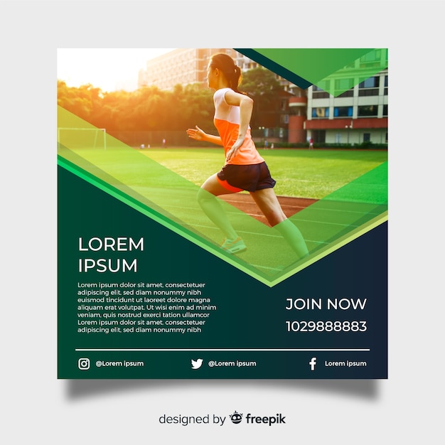 Athletism poster template with photo