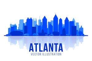 アトランタジョージア市シルエットスカイラインベクトル背景フラットトレンディなイラストモダンな建物とビジネス旅行と観光のコンセプトプレゼンテーションバナーウェブサイトの画像