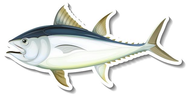 Наклейка атлантического синего тунца на белом фоне