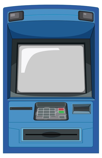 무료 벡터 흰색 배경에 고립 된 atm 기계