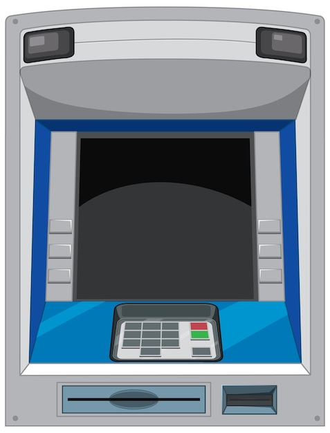 흰색 배경에 고립 된 ATM 기계