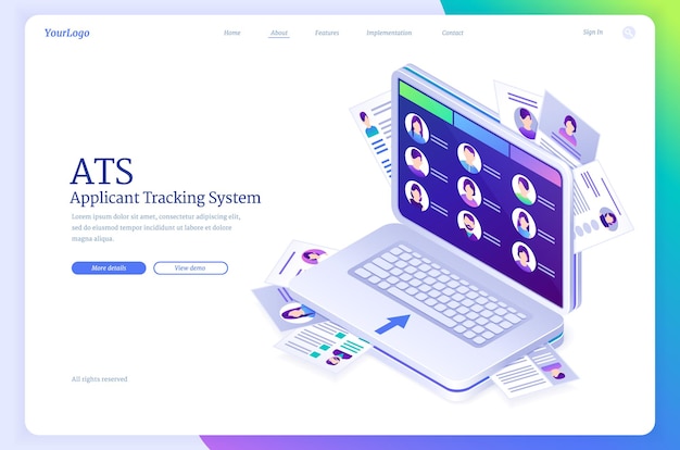 Ats, applicant tracking system isometric landing
