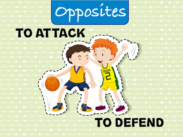 Attack and defend Opposite Words