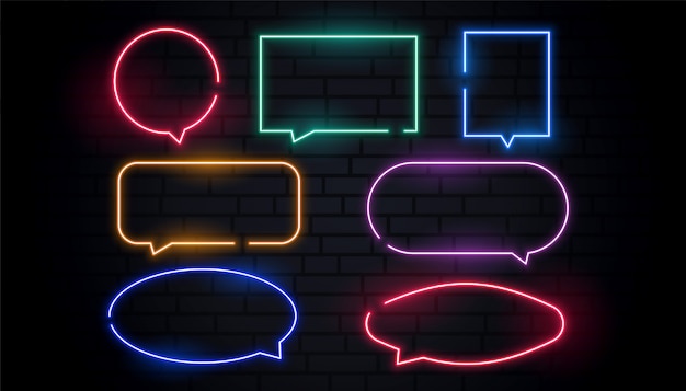 Attractive neon chat bubbles set in many colors