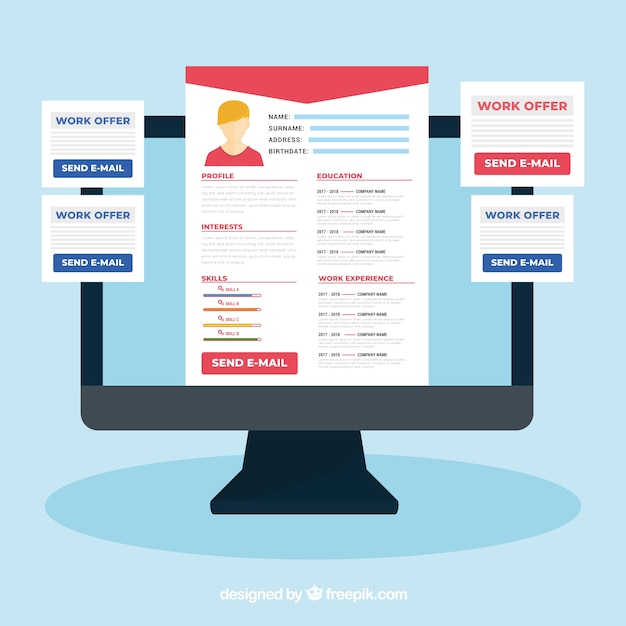 Vettore gratuito modello di curriculum online attraente