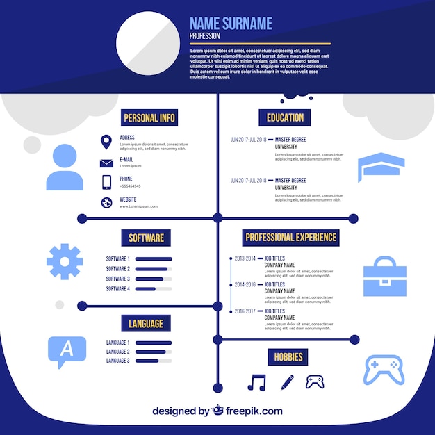 Free vector attractive online curriculum template