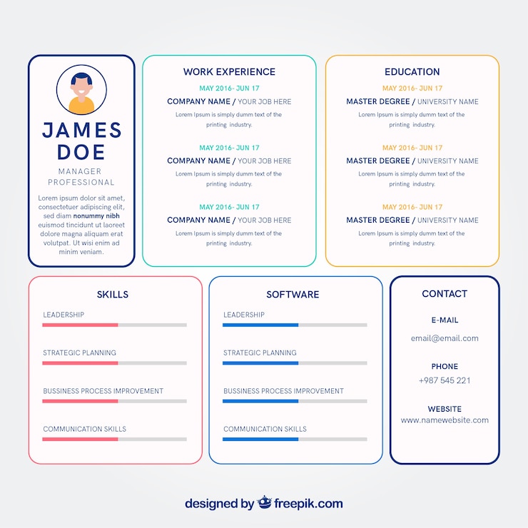 Free Vector attractive online curriculum template