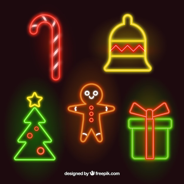 Attributes of christmas in neon