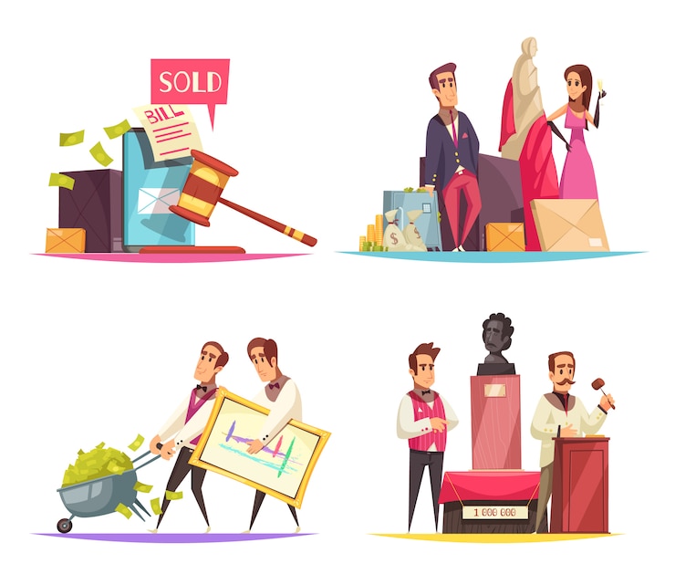 Free Vector auction situations design concept
