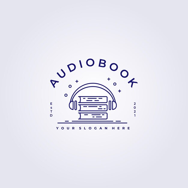 Audiobook podcast online learning logo vector illustration design line art creative flat logo