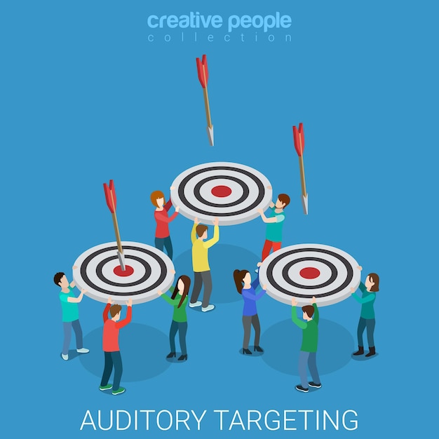 Free vector auditory targeting flat isometric