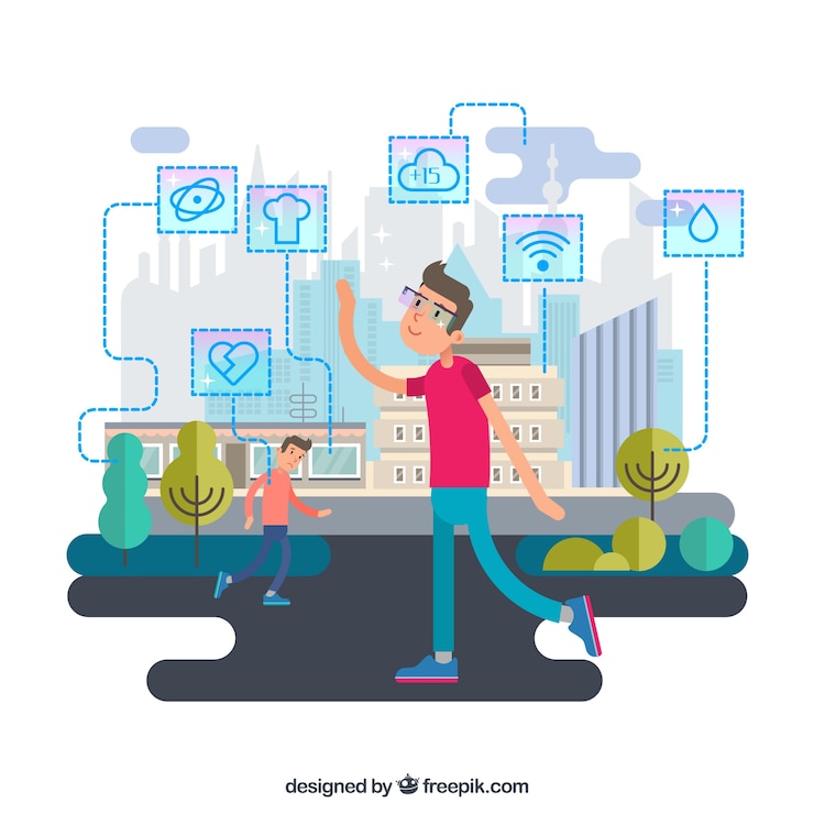 Free Vector augmented reality background in flat style