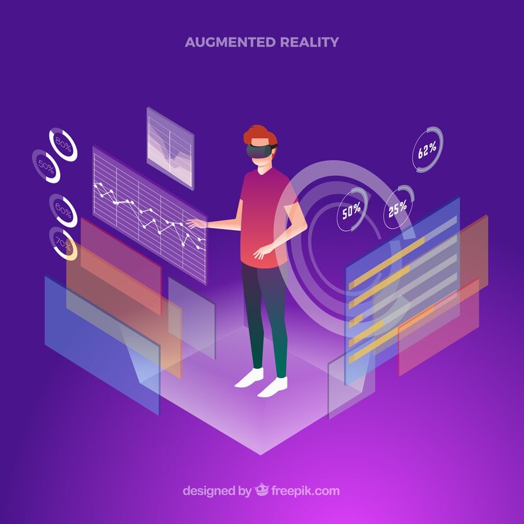 Free Vector augmented reality background in isometric style