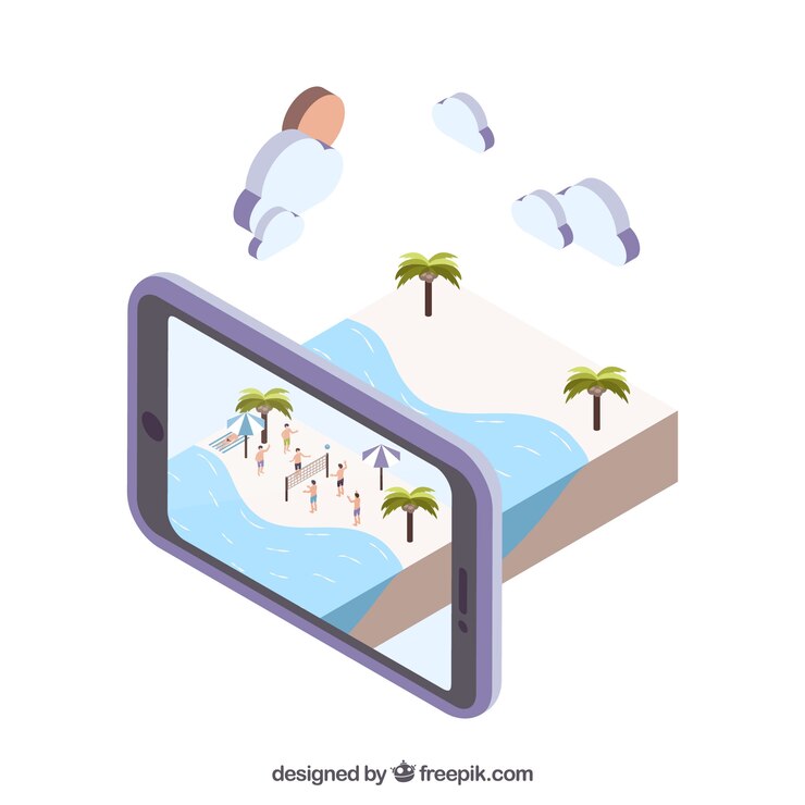 Free Vector augmented reality background in isometric style