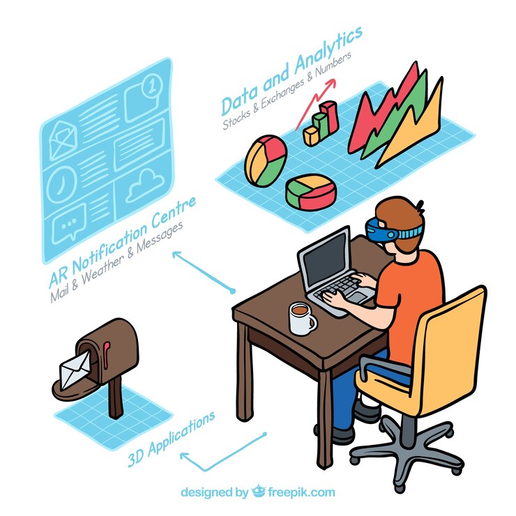 Free Vector augmented reality background in isometric style