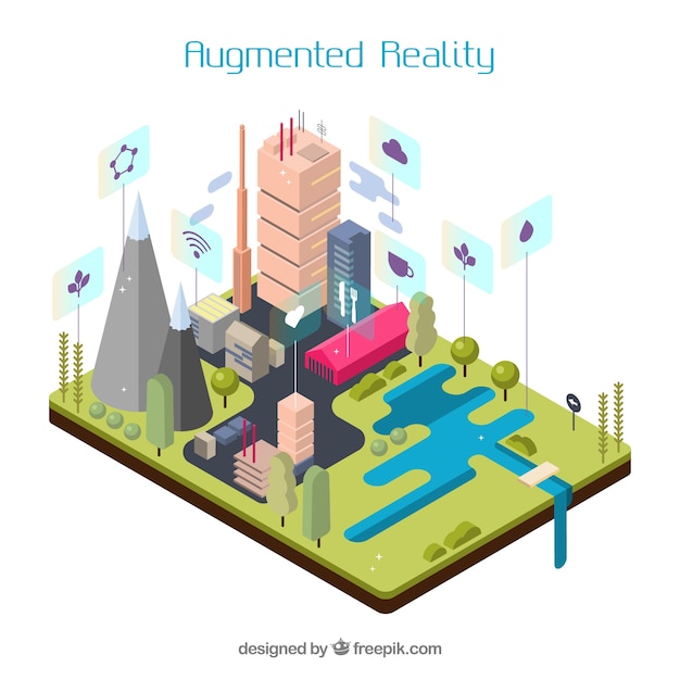 Augmented reality background in isometric style