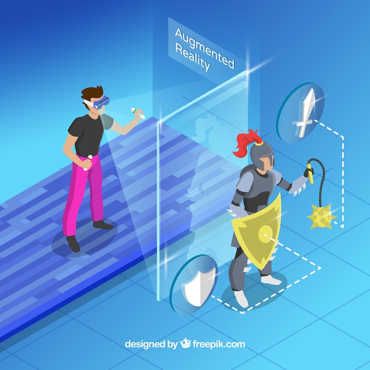 Free Vector augmented reality background in isometric style