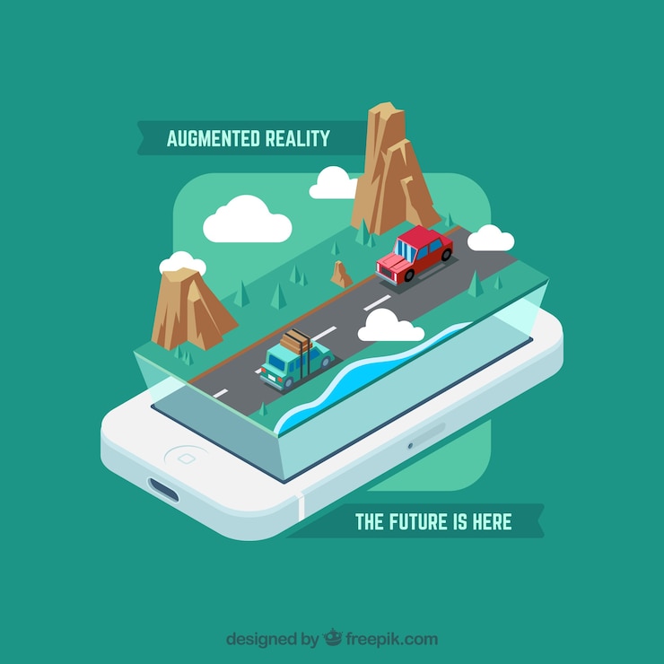 Free Vector augmented reality background in isometric style