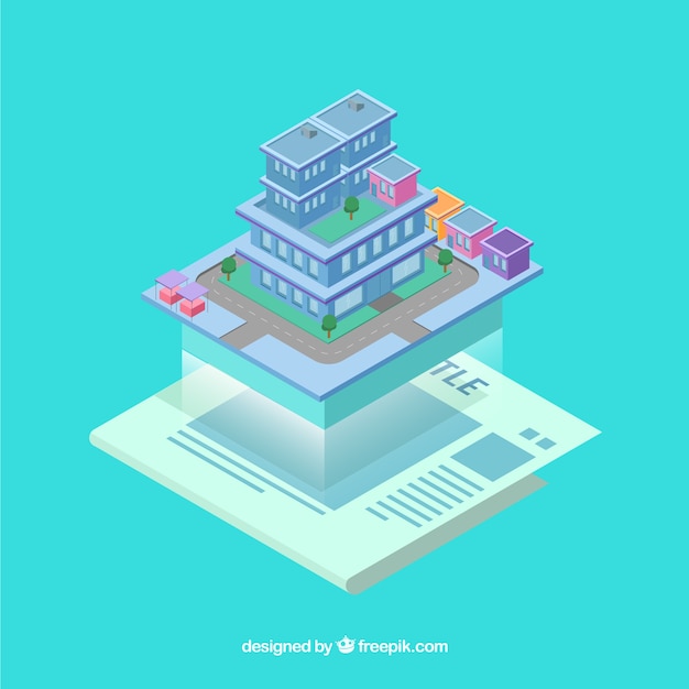 Free vector augmented reality background in isometric style