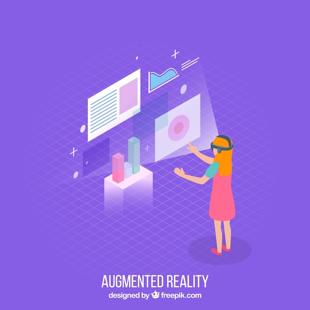 Free vector augmented reality background in isometric style