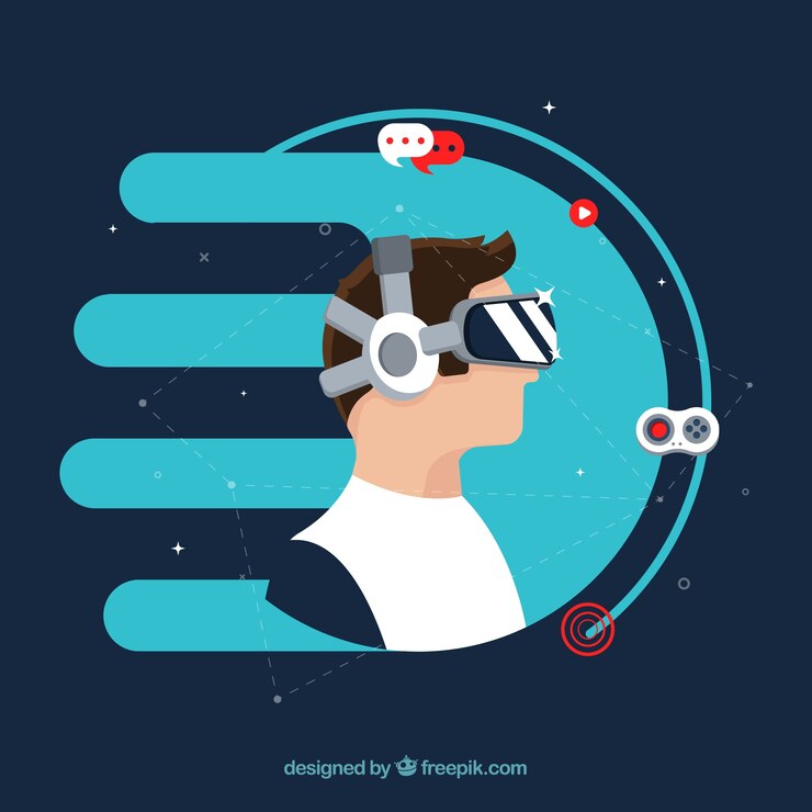 Free Vector augmented reality background with device