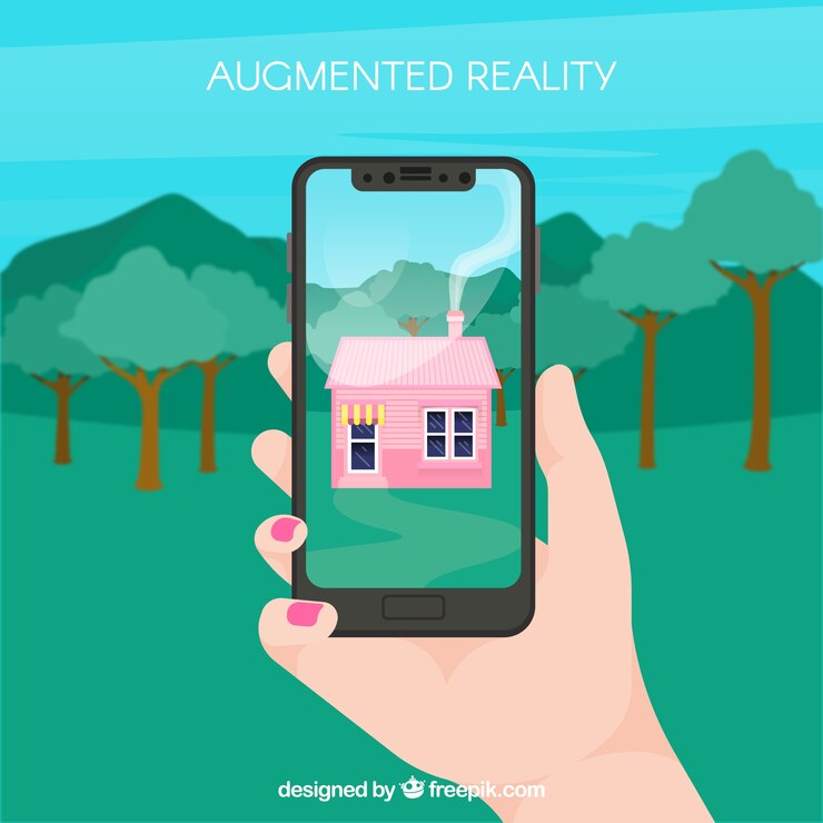 Free Vector augmented reality background with device