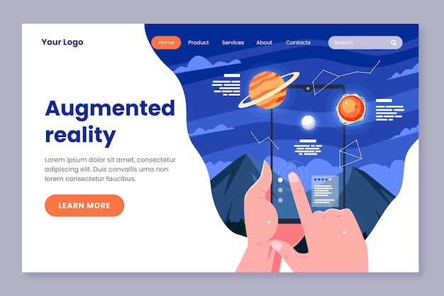 Free vector augmented reality concept - landing page