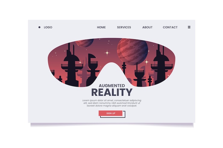 Free Vector augmented reality concept - landing page