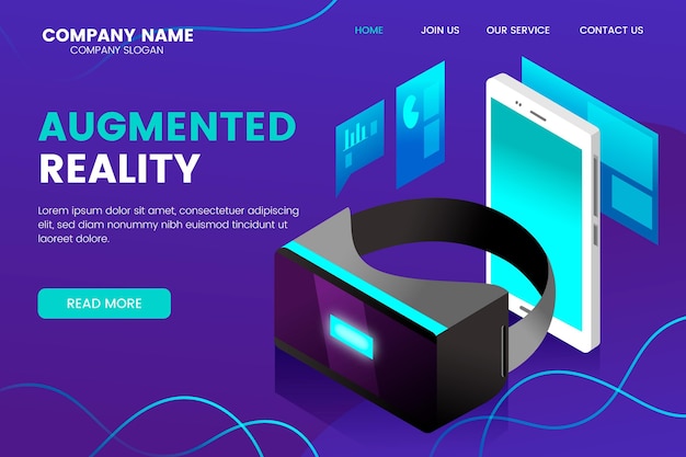 Free vector augmented reality concept - landing page