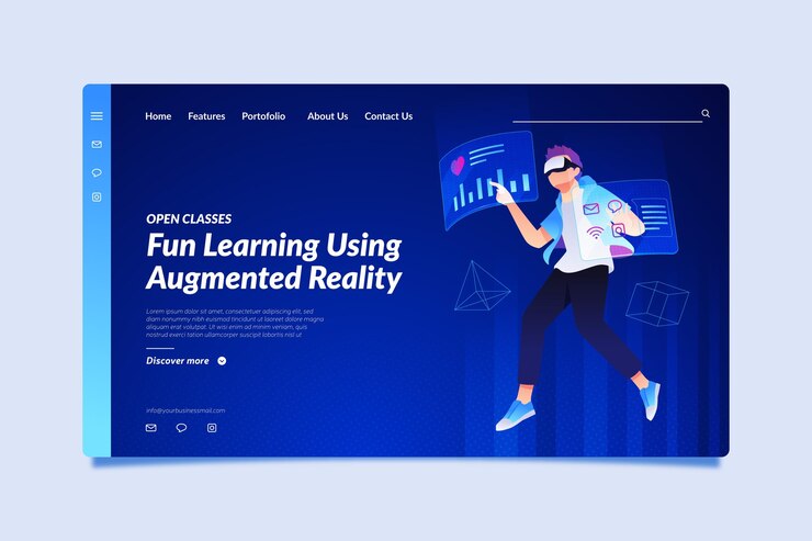 Free Vector augmented reality concept - landing page