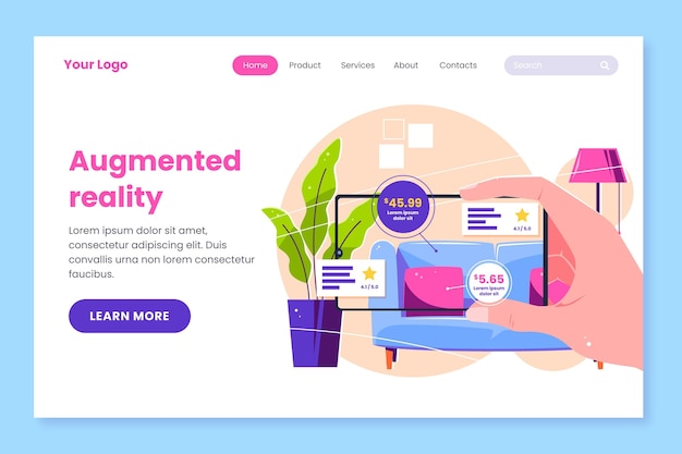 Augmented reality concept - landing page