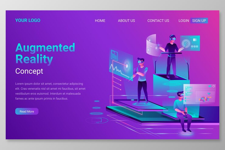 Free Vector augmented reality concept - landing page