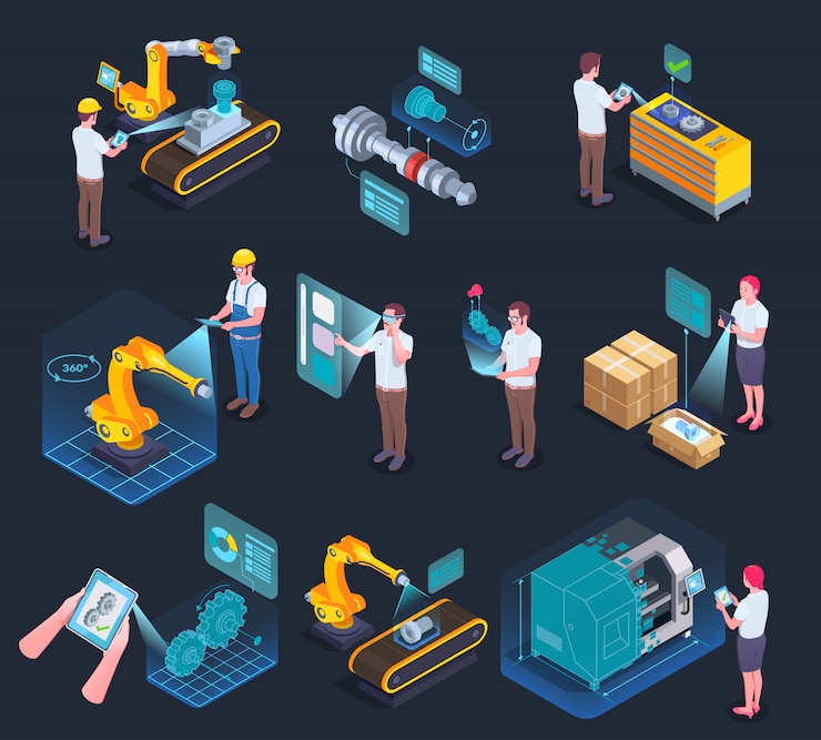 Free Vector augmented reality isometric icons