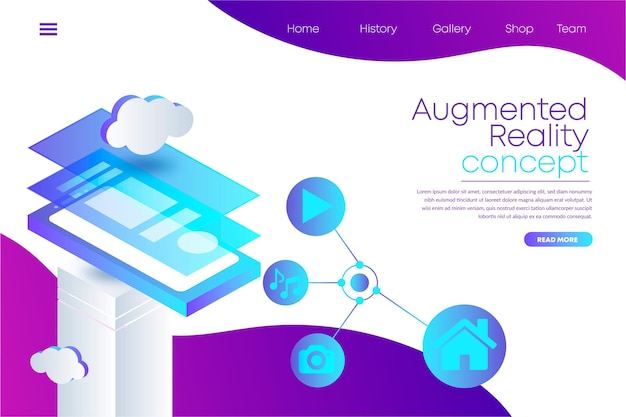 Augmented reality landing page web template