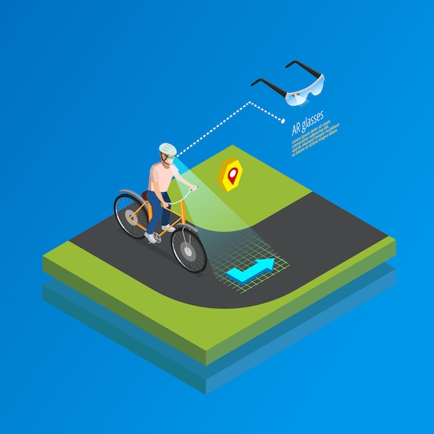 Free vector augmented reality navigation gadget isometric poster